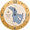 Square Pond Nautical Clock Honey Accent with Deep Blue Water Product Shot
