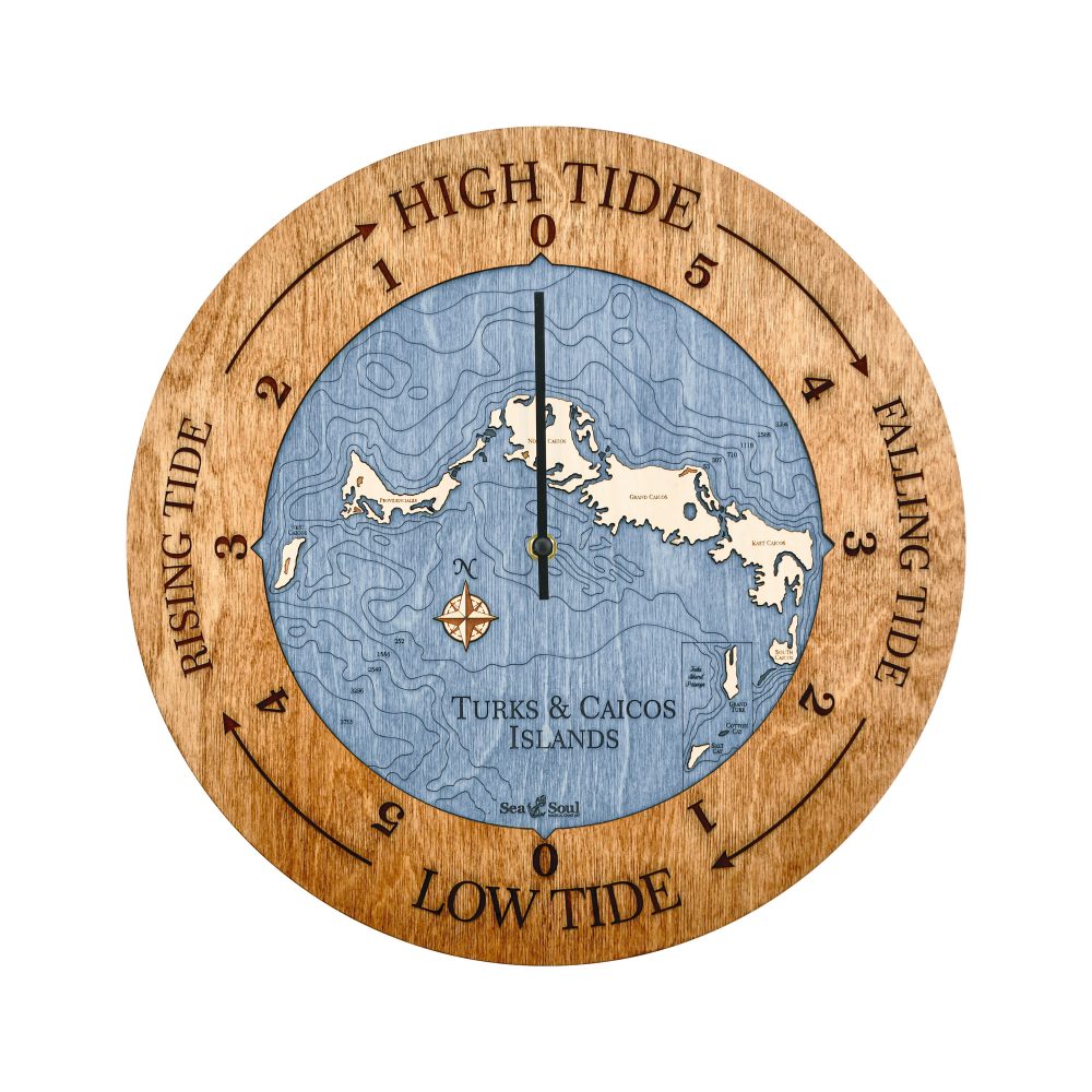 Turks and Caicos Tide Clock Americana Accent with Deep Blue Water
