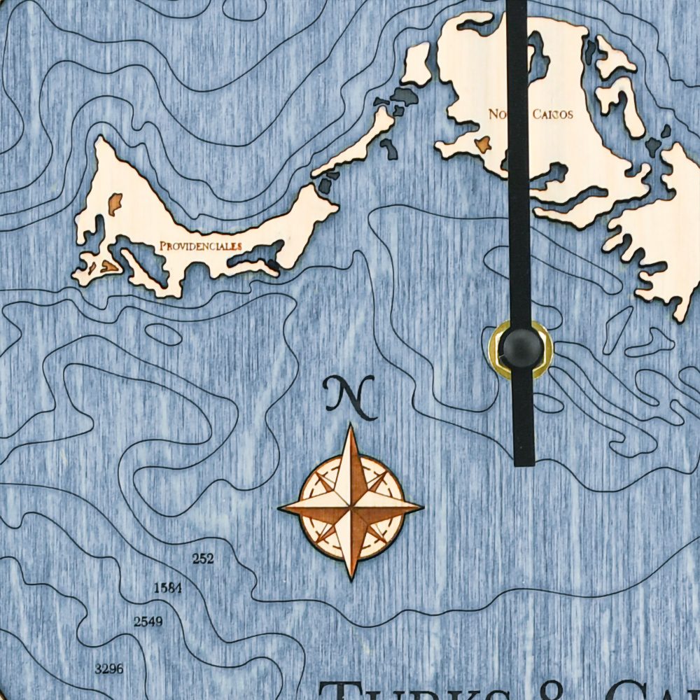 Turks and Caicos Tide Clock Birch Accent with Deep Blue Water Detail Shot 2