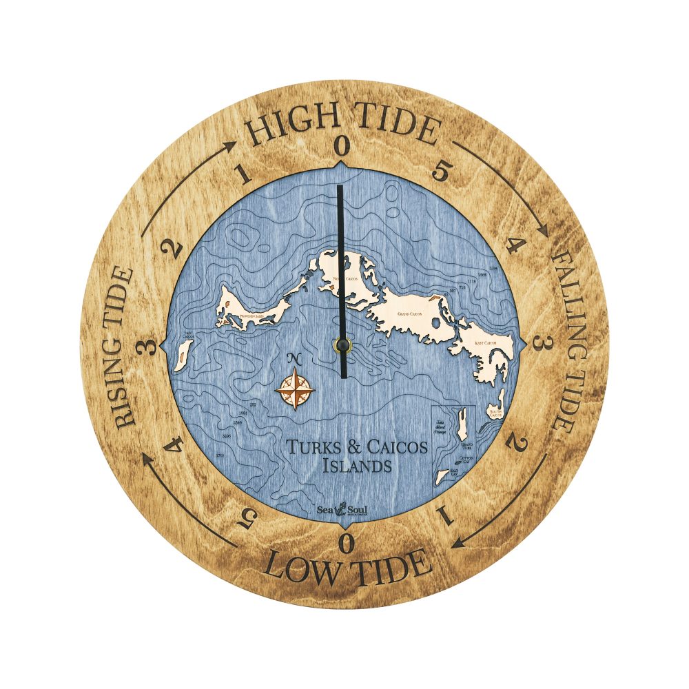 Turks and Caicos Tide Clock Honey Accent with Deep Blue Water