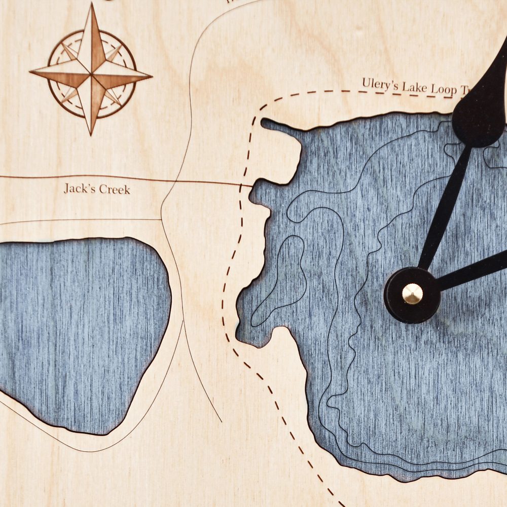 Ulrey's Lake Nautical Clock Birch Accent with Deep Blue Water Detail Shot 1
