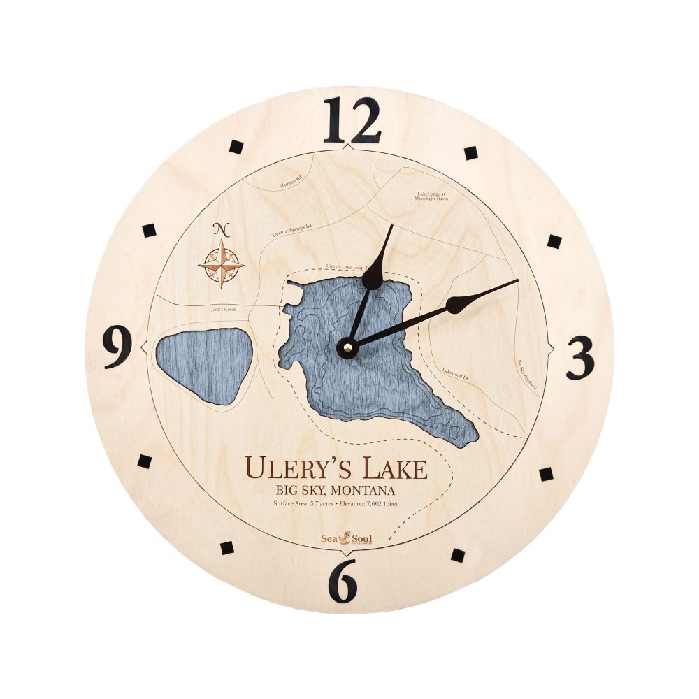Ulery's Lake Nautical Clock Birch Accent with Deep Blue Water