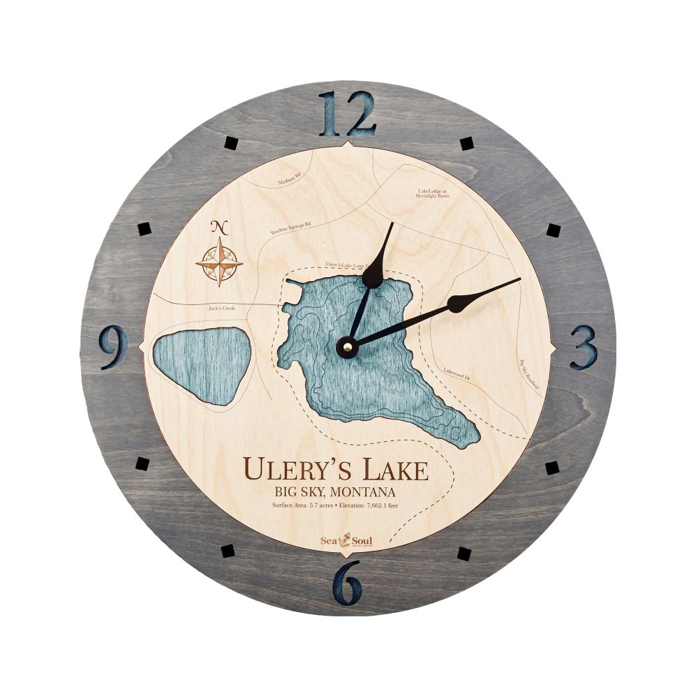 Ulery's Lake Nautical Clock Driftwood Accent with Blue Green Water