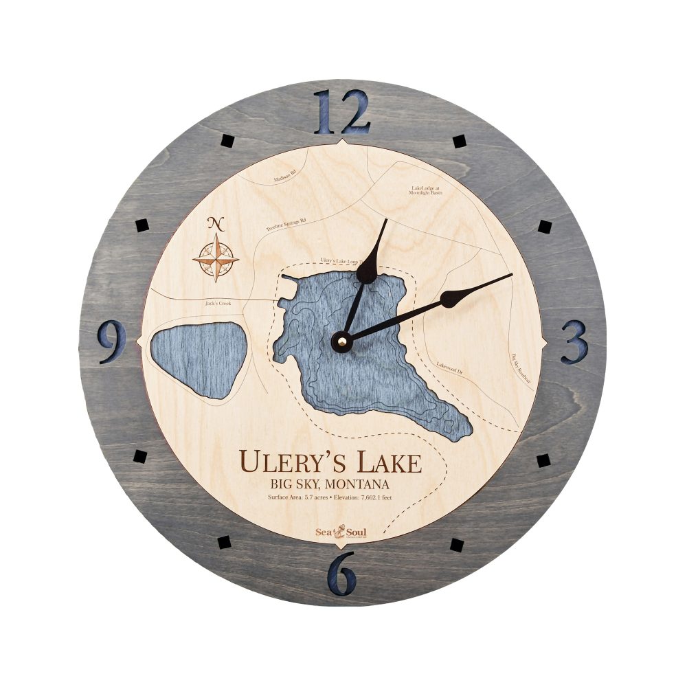 Ulery's Lake Nautical Clock Driftwood Accent with Deep Blue Water