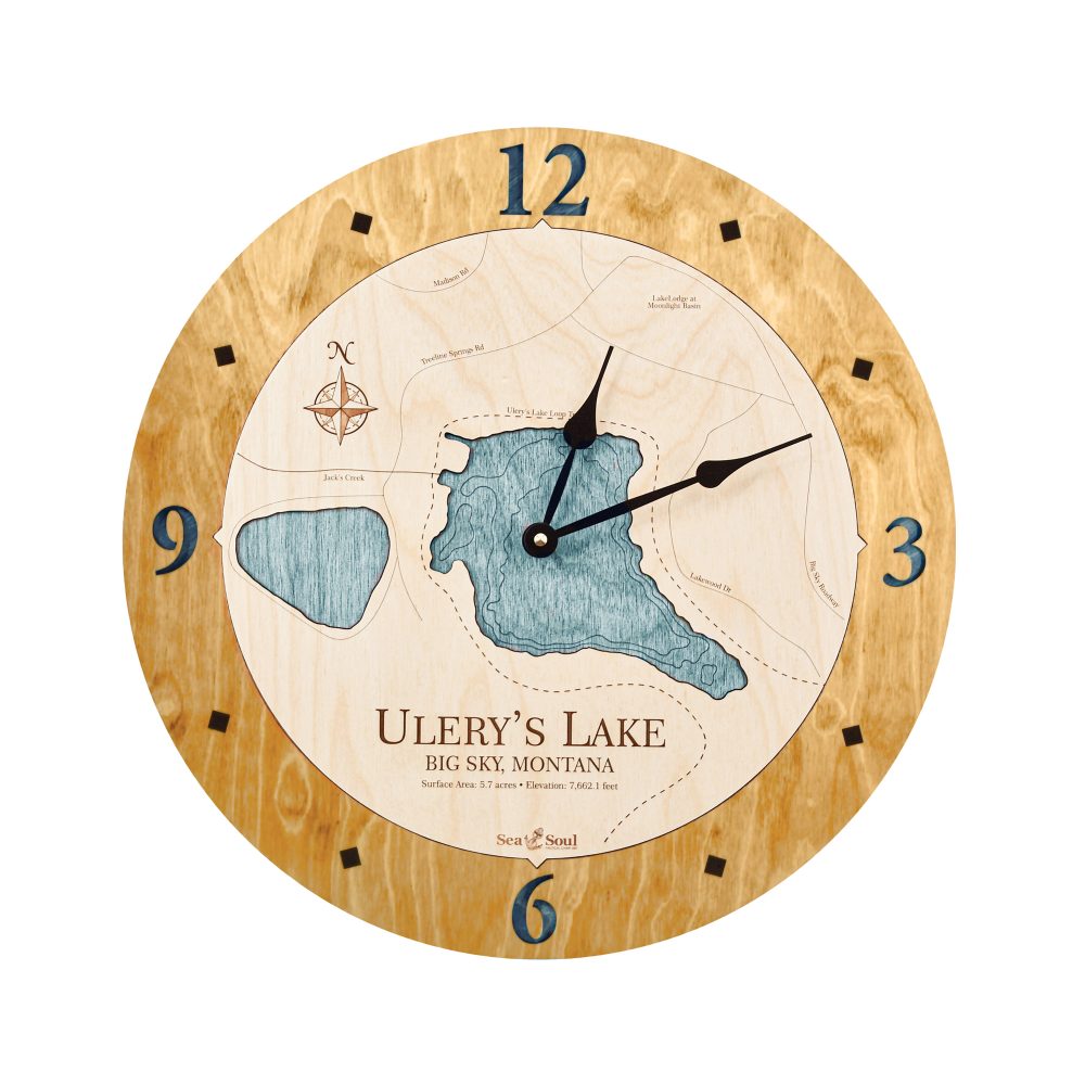 Ulery's Lake Nautical Clock Honey Accent with Blue Green Water