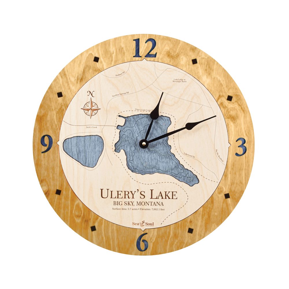 Ulery's Lake Nautical Clock Honey Accent with Deep Blue Water