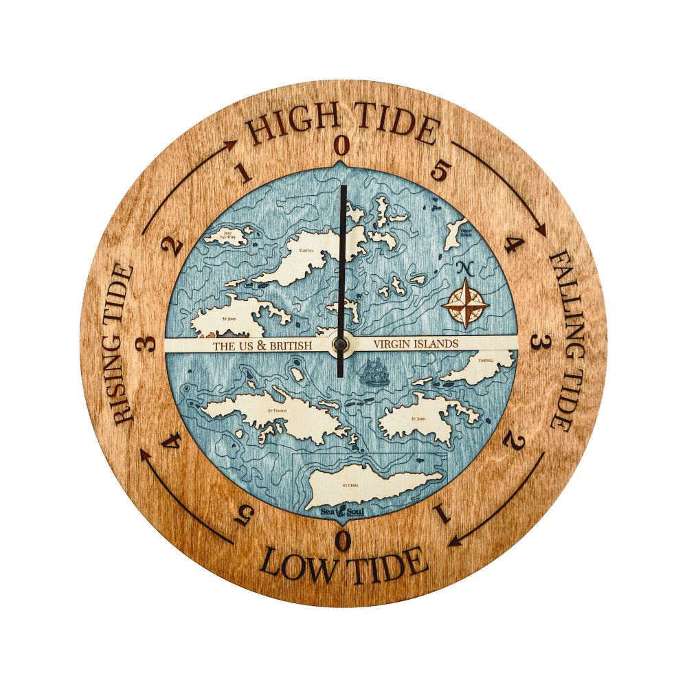 Virgin Islands Tide Clock Americana Accent with Blue Green Water