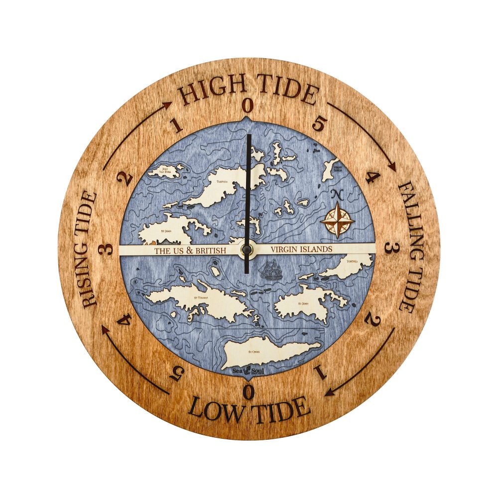Virgin Islands Tide Clock Americana Accent with Deep Blue Water