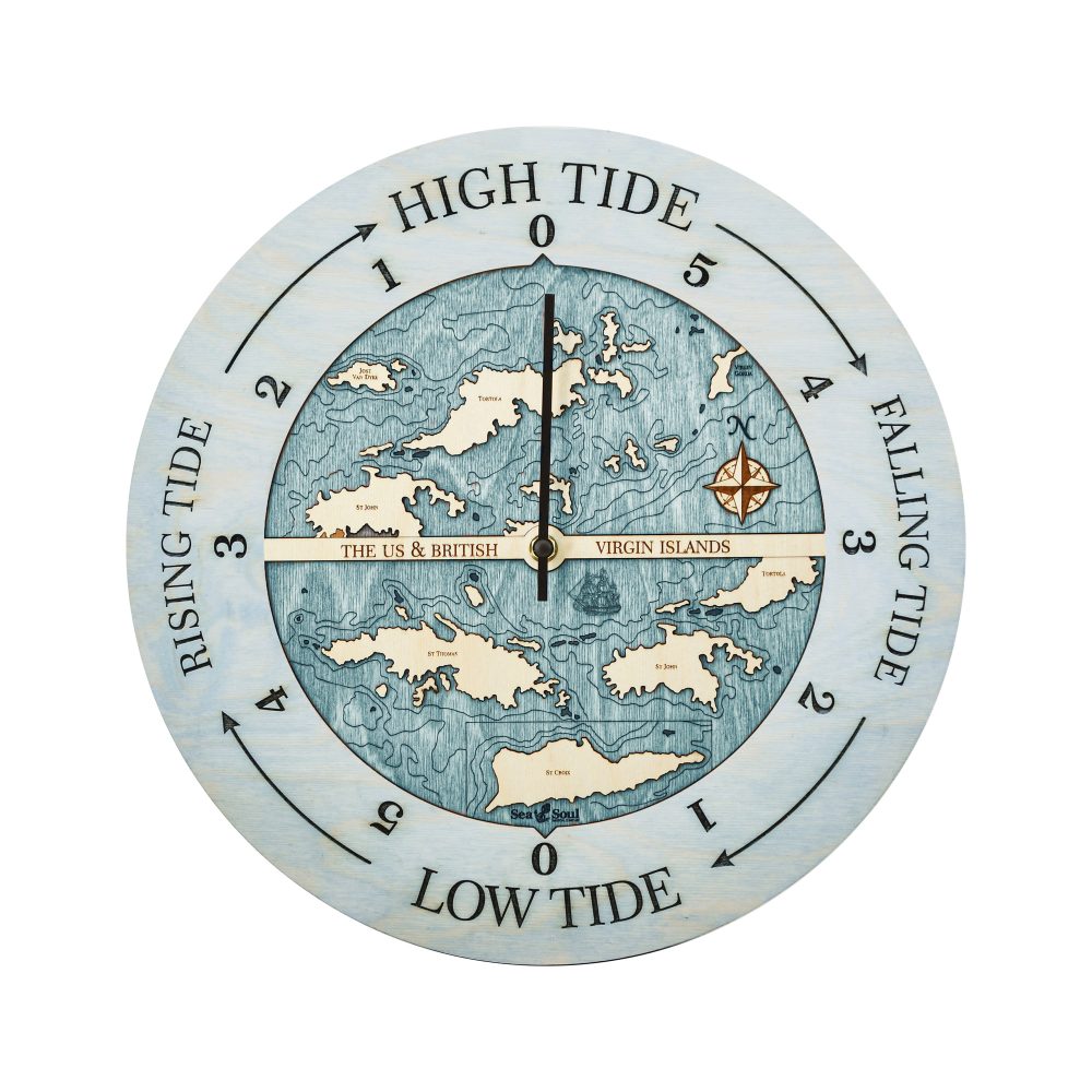 Virgin Islands Tide Clock Bleach Blue Accent with Blue Green Water