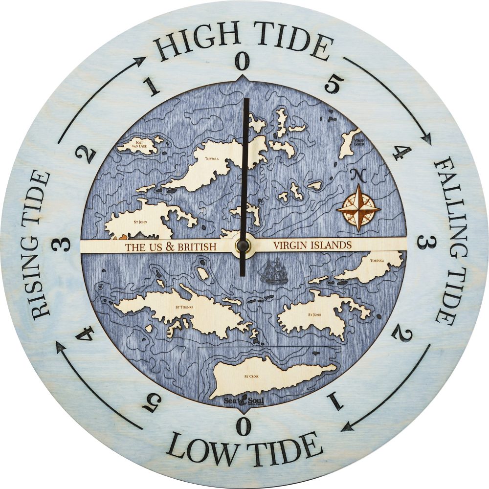 Virgin Islands Tide Clock Bleach Blue Accent with Deep Blue Water Product Shot