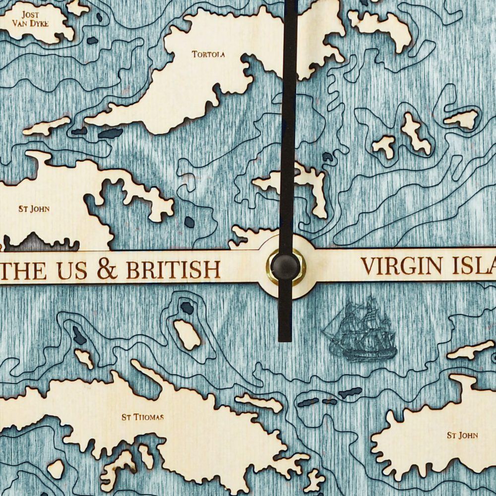 Virgin Islands Tide Clock Birch Accent with Blue Green Water Detail Shot 1