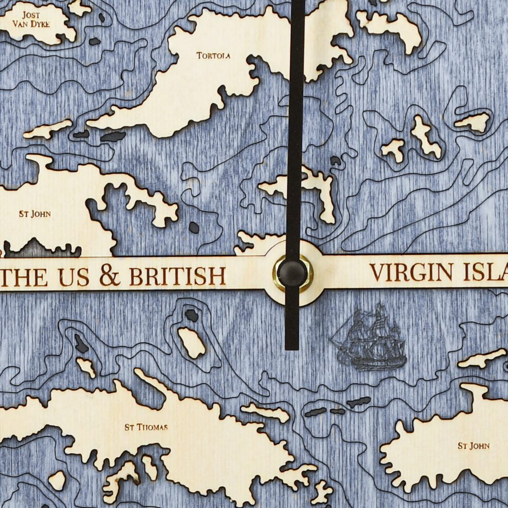 Virgin Islands Tide Clock Birch Accent with Deep Blue Water Detail Shot 1