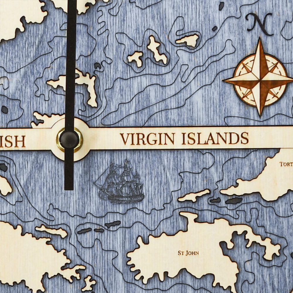 Virgin Islands Tide Clock Birch Accent with Deep Blue Water Detail Shot 2