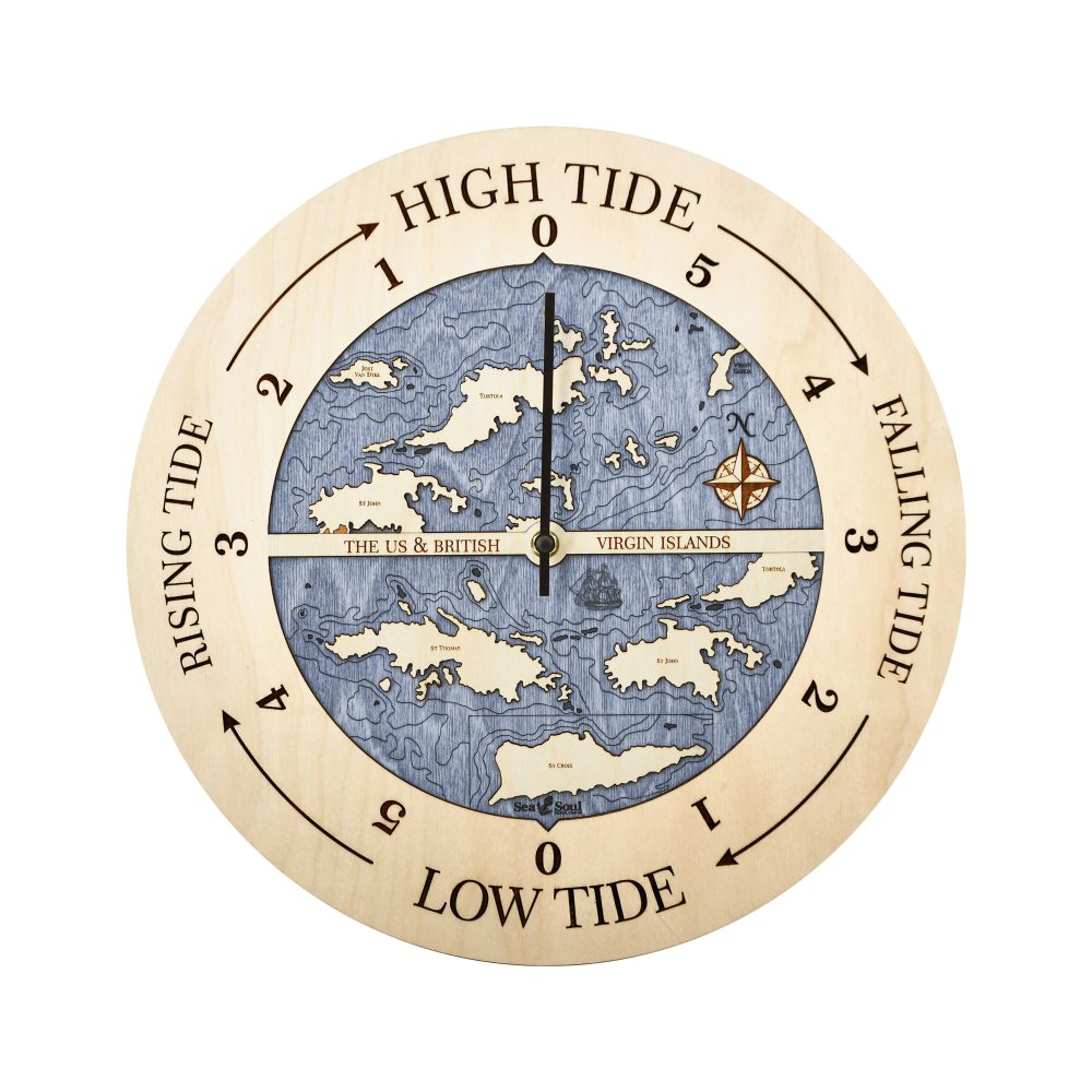 Virgin Islands Tide Clock Birch Accent with Deep Blue Water