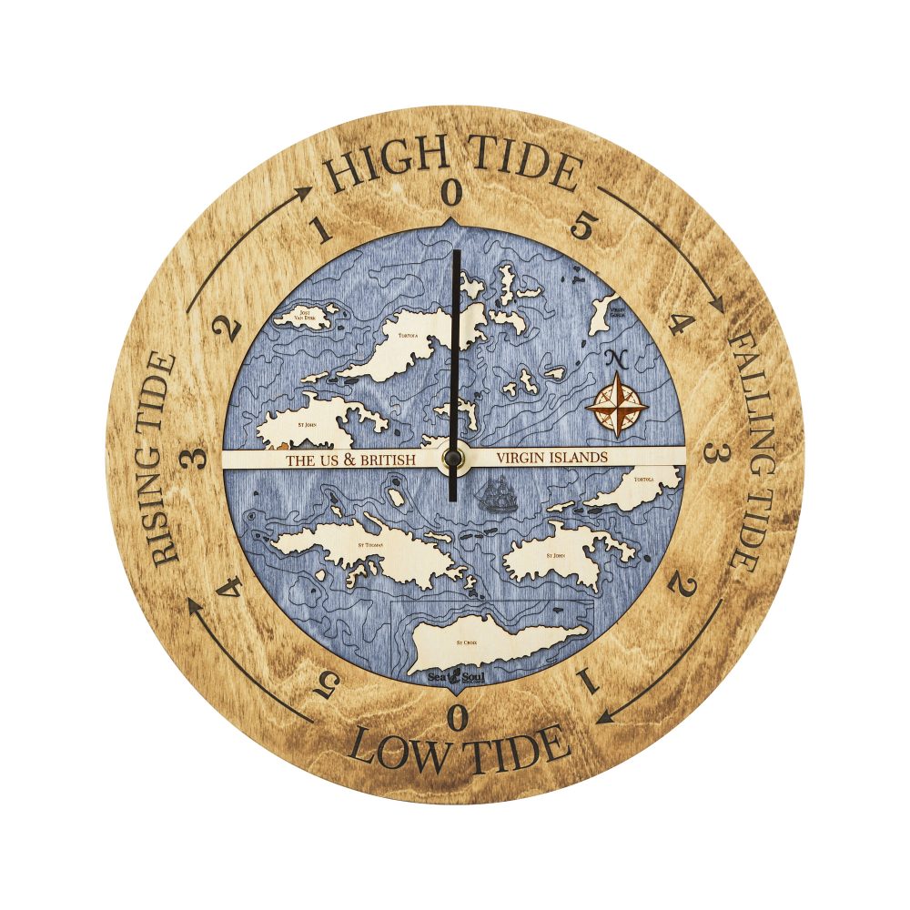 Virgin Islands Tide Clock Honey Accent with Deep Blue Water