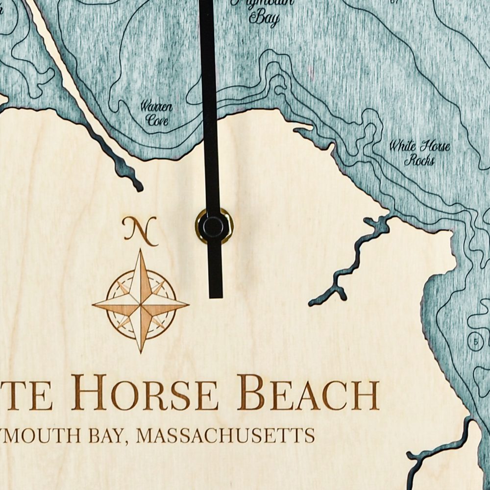 White Horse Beach Tide Clock Americana Accent with Blue Green Water Detail Shot 2