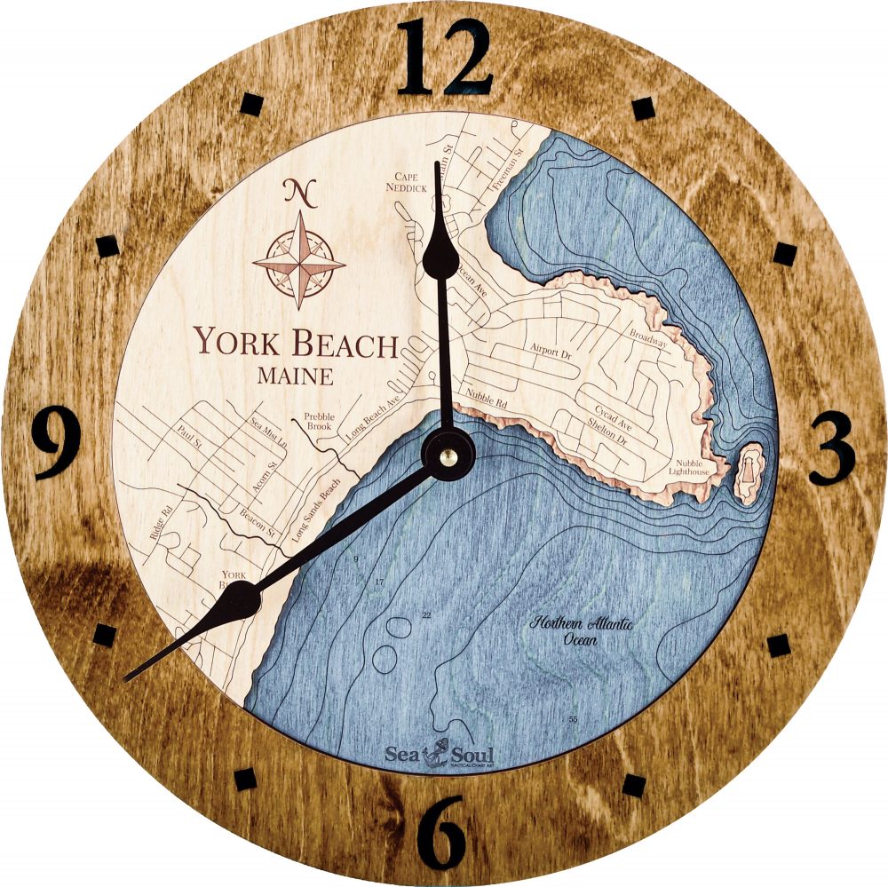 York Beach Nautical Map Wall Art Americana Accent with Deep Blue Water Product Shot