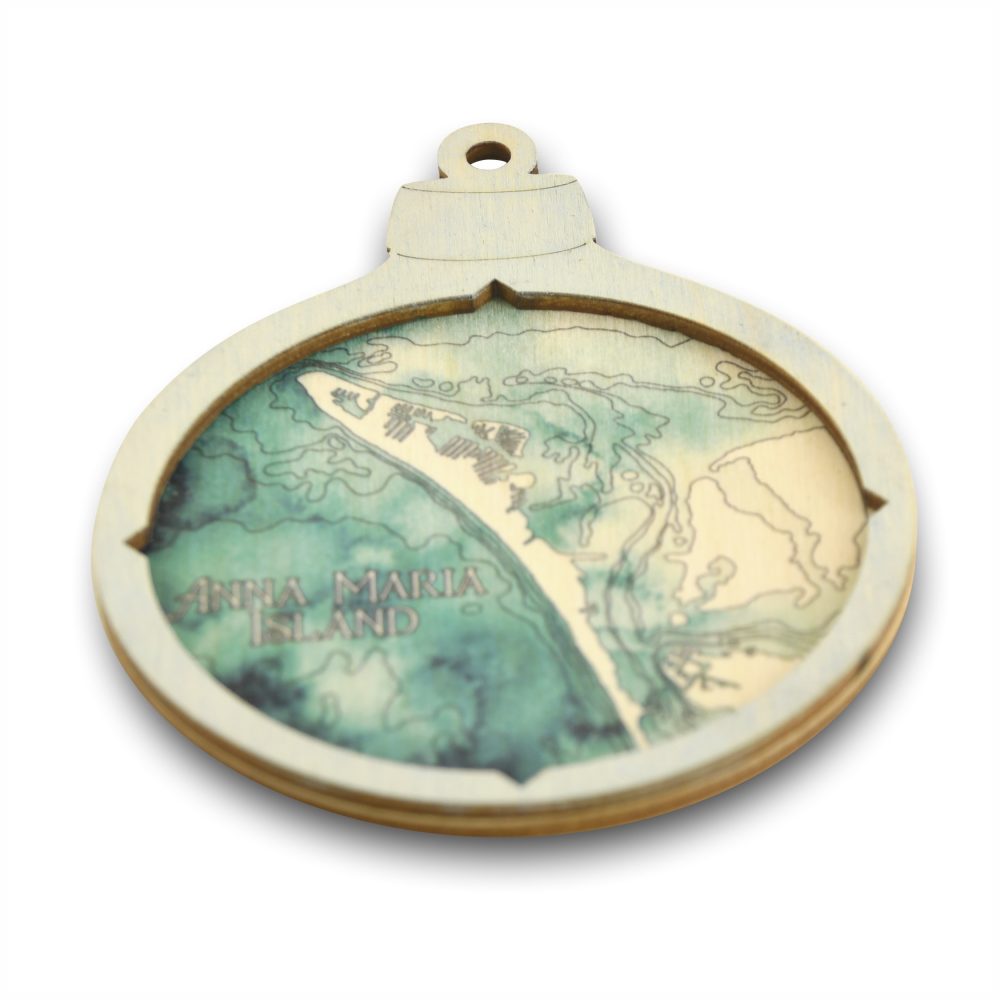 anna maria island christmas ornament bleached blue accent ring with blue green water angle