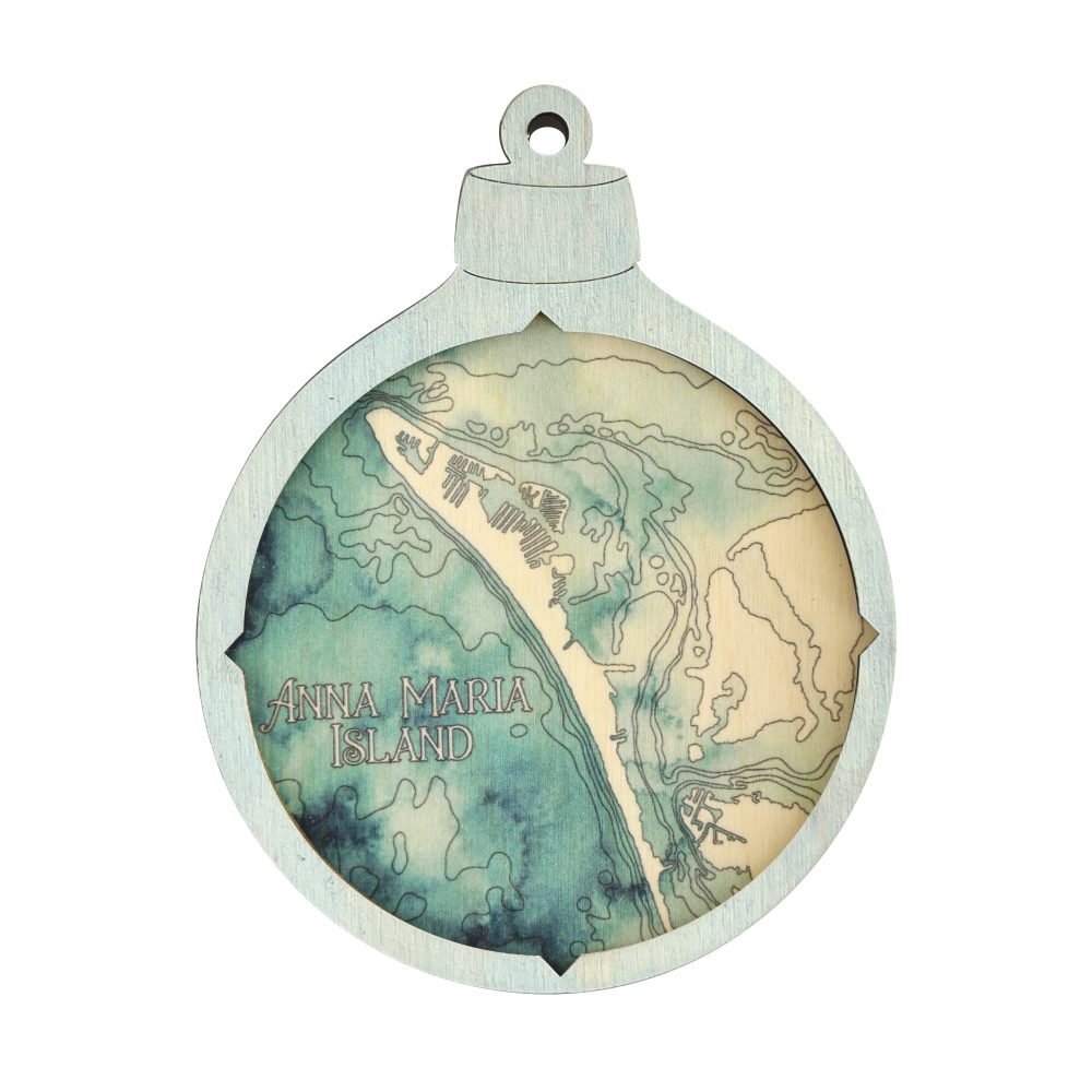anna-maria-island-coastal-christmas-ornament in bleached blue with blue green water