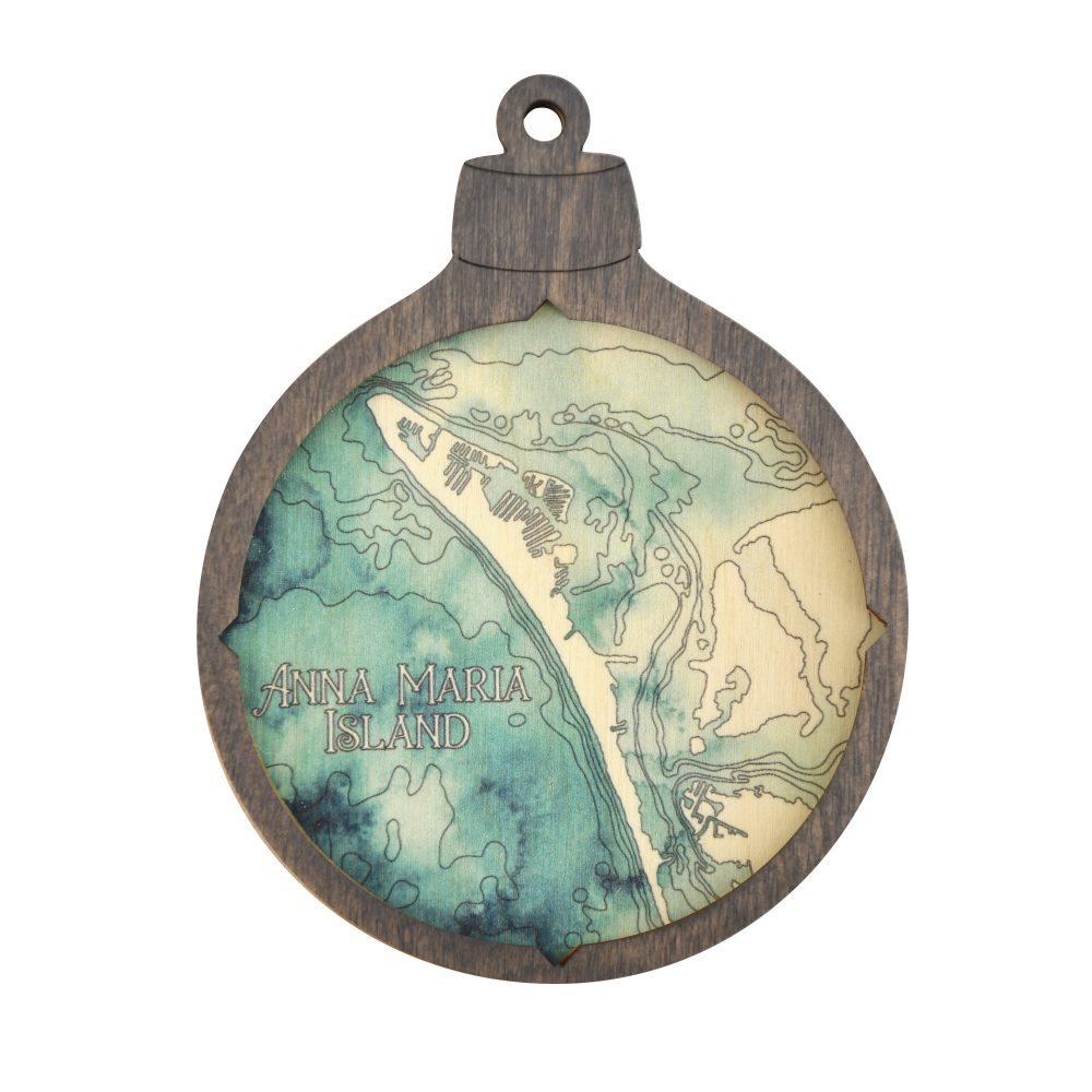 anna maria island christmas ornament blue green water with driftwood accent ring