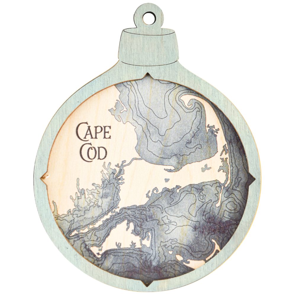 Cape Cod Christmas Ornament Bleach Blue Accent with Deep Blue Water Product Shot
