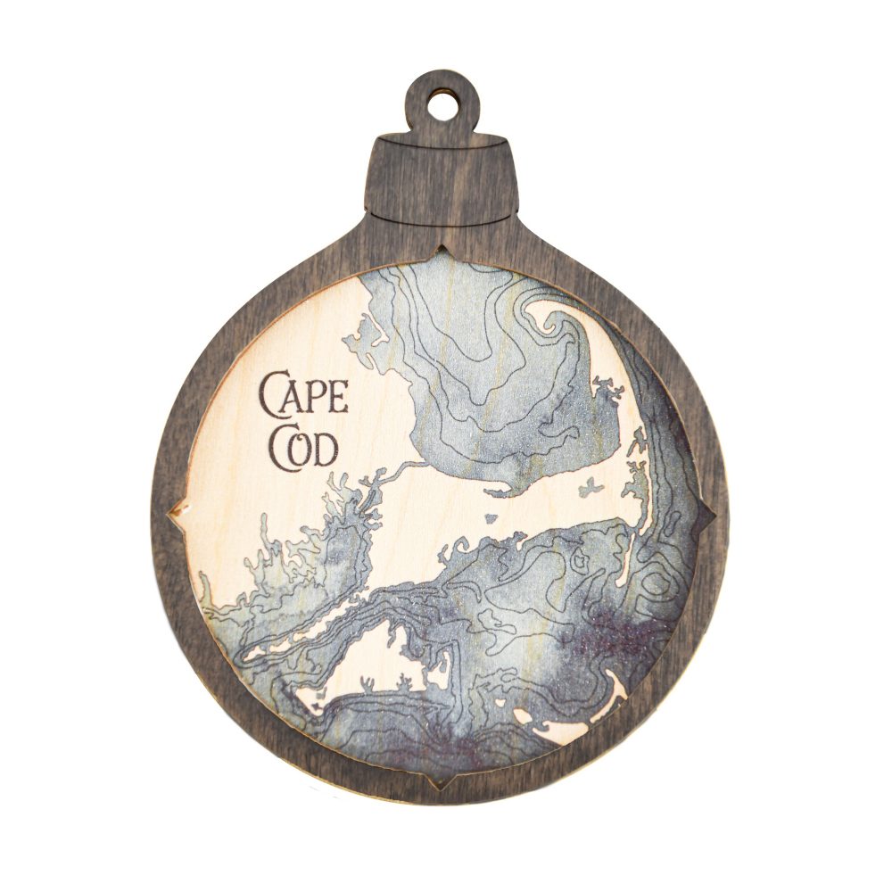 Cape Cod Christmas Ornament Driftwood Accent with Deep Blue Water