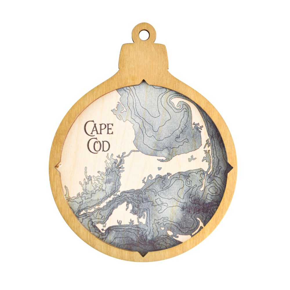 Cape Cod Christmas Ornament Honey Accent with Deep Blue Water