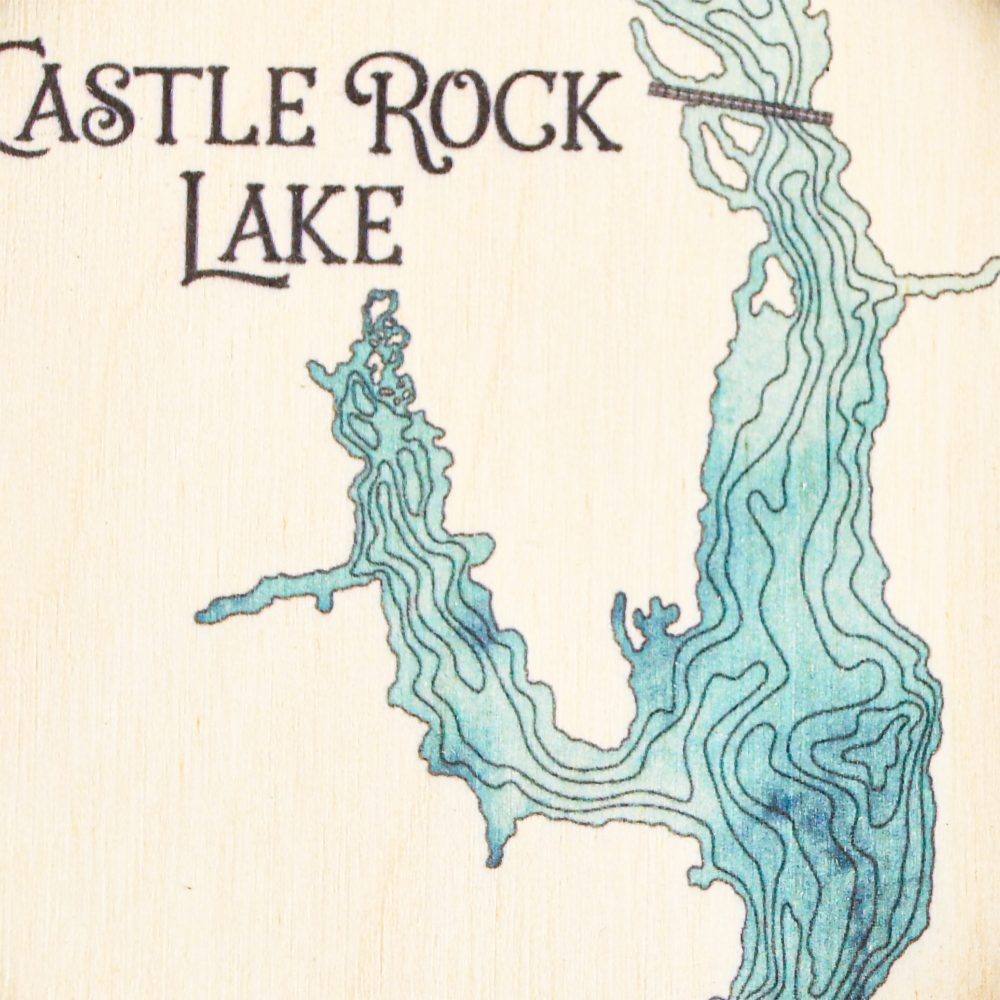 Castle Rock Lake Christmas Ornament Americana Accent with Blue Green Water Detail Shot