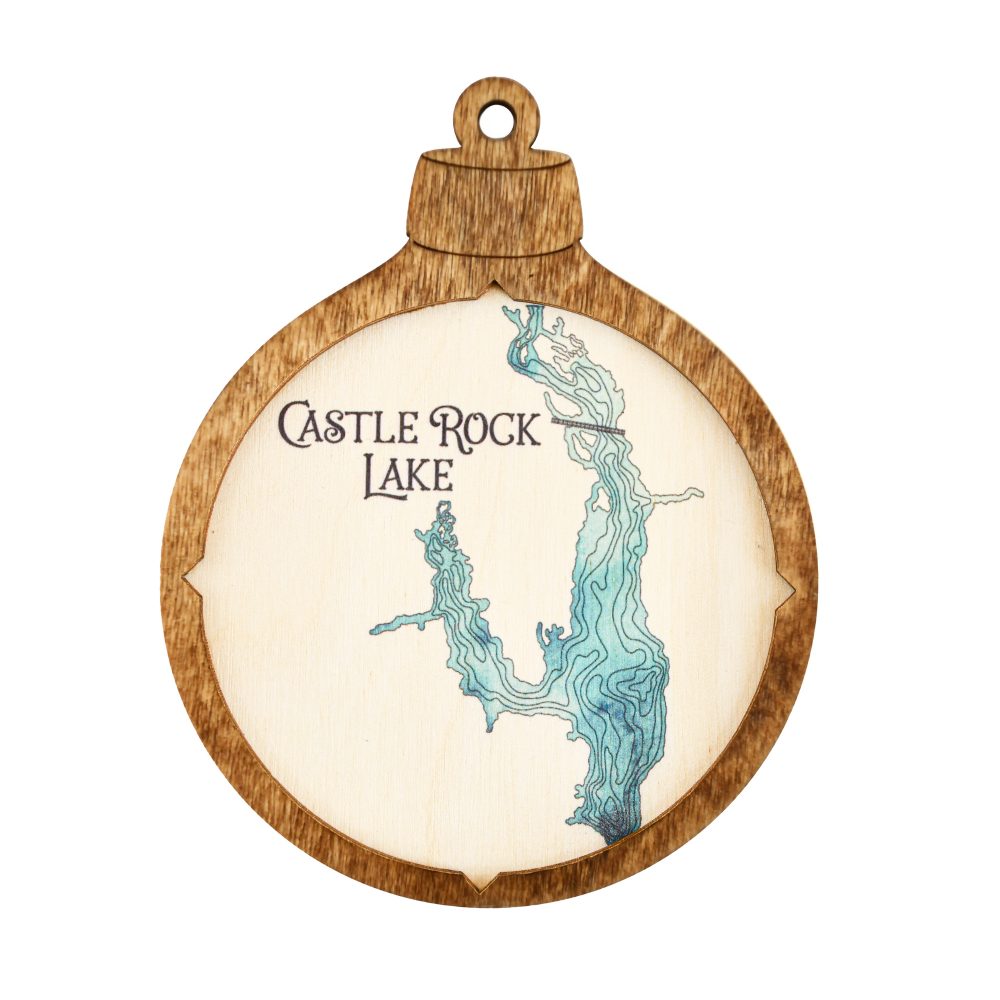 Castle Rock Lake Christmas Ornament Americana Accent with Blue Green Water