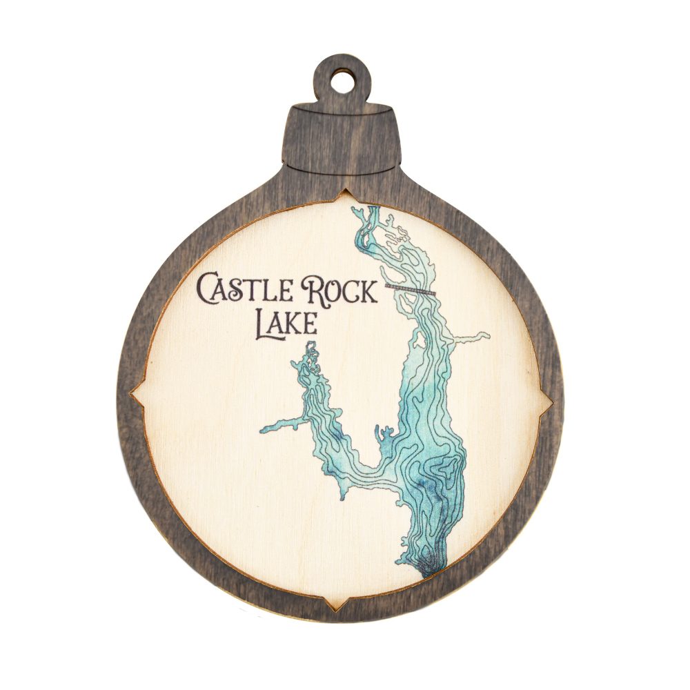 Castle Rock Lake Christmas Ornament Driftwood Accent with Blue Green Water