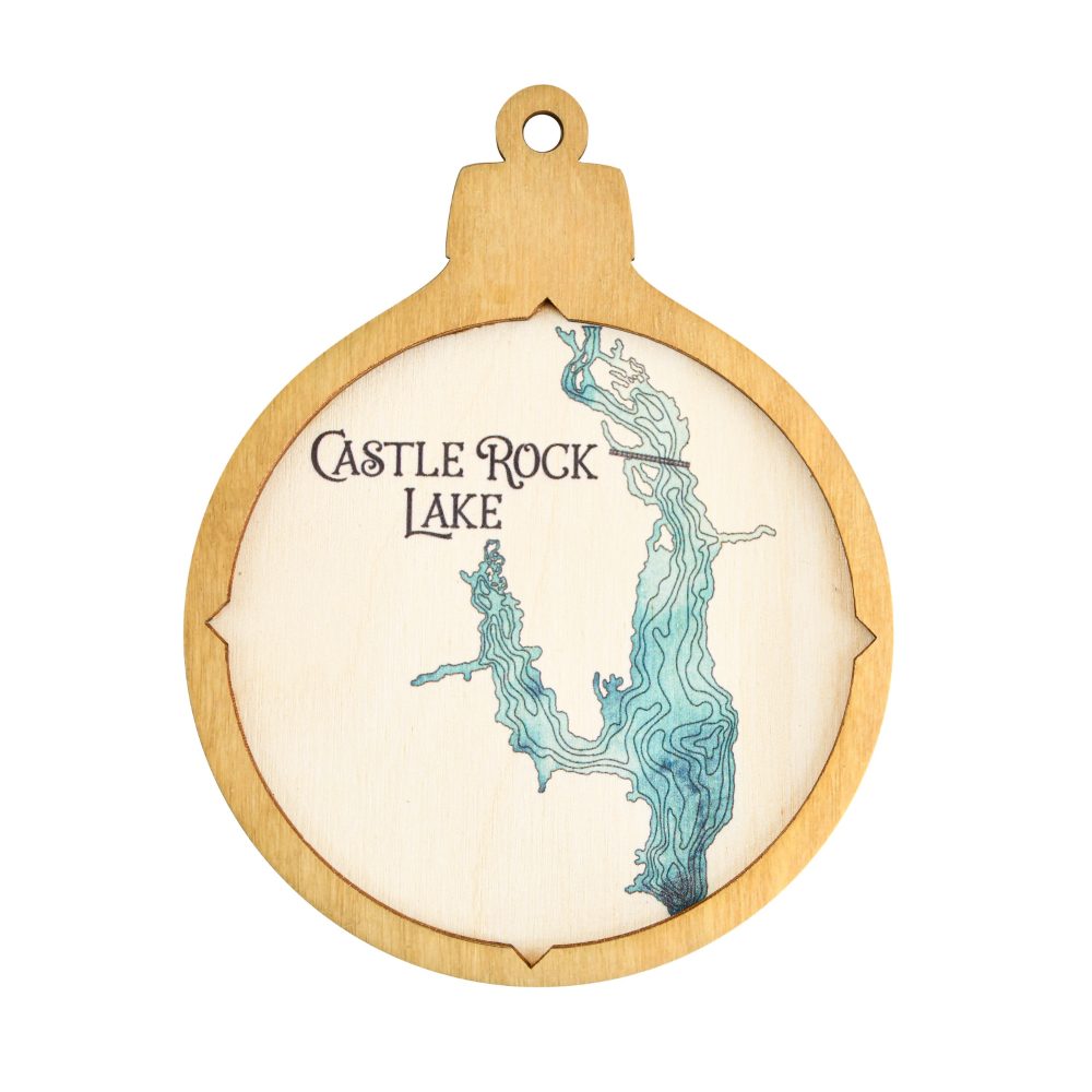 Castle Rock Lake Christmas Ornament Honey Accent with Blue Green Water