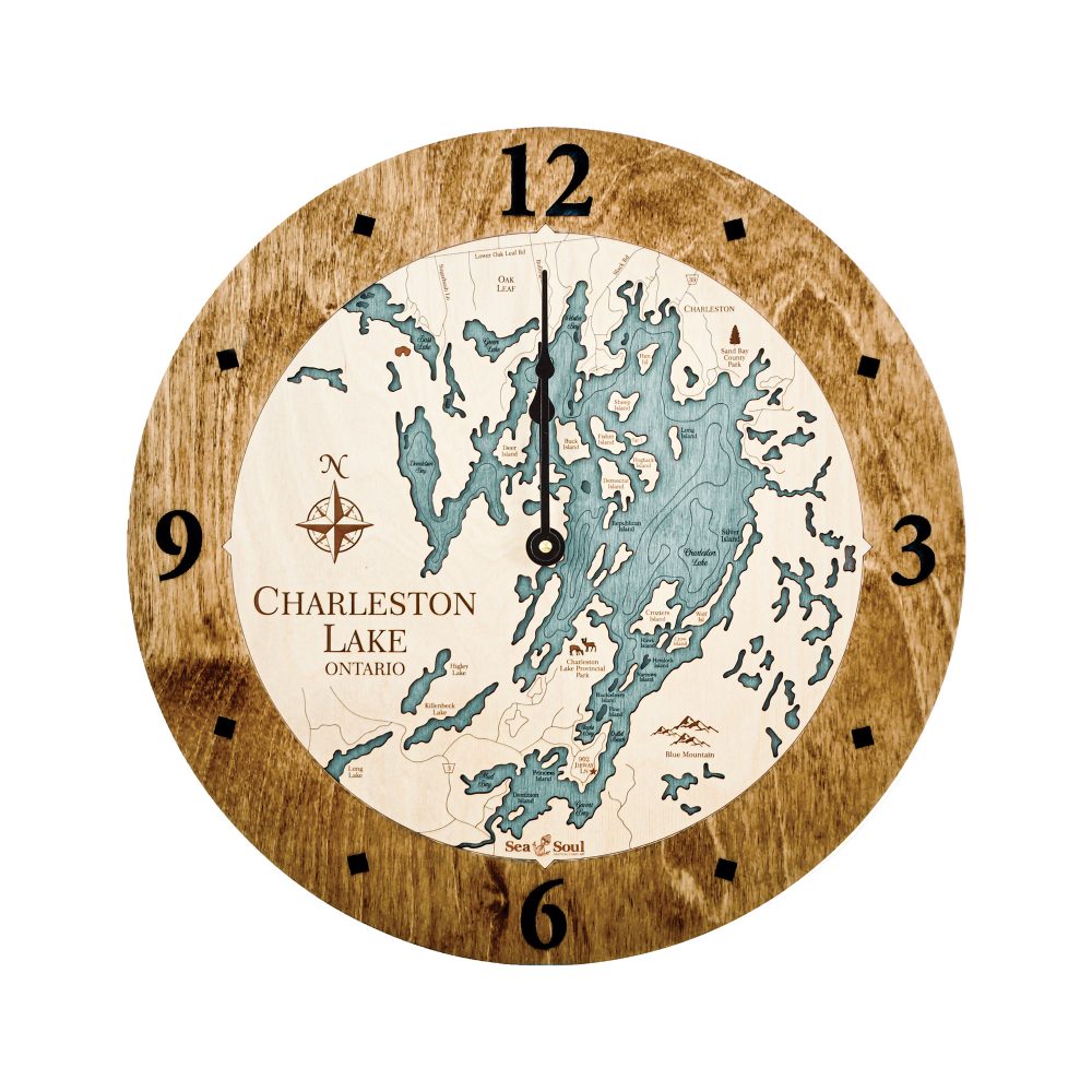 Charleston Lake Nautical Clock Americana Accent with Blue Green Water