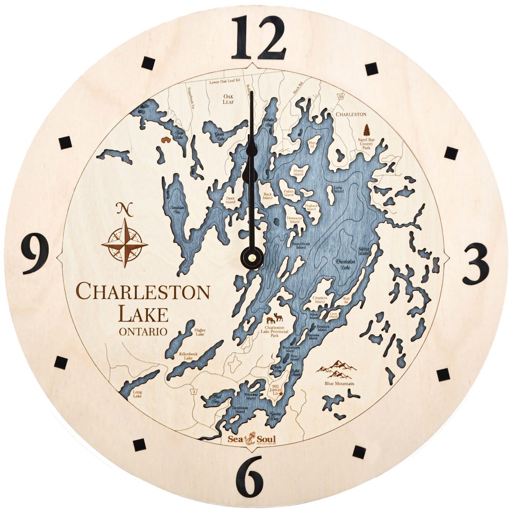 Charleston Lake Nautical Clock Birch Accent with Deep Blue Water Product Shot