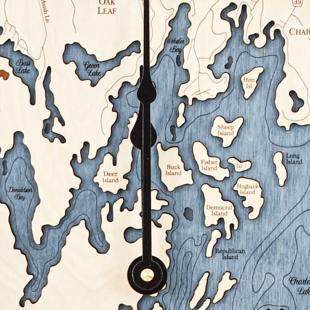 Charleston Lake Nautical Clock Birch Accent with Deep Blue Water Detail Shot 2
