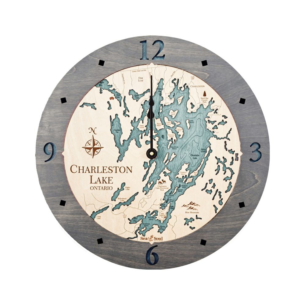 Charleston Lake Nautical Clock Driftwood Accent with Blue Green Water