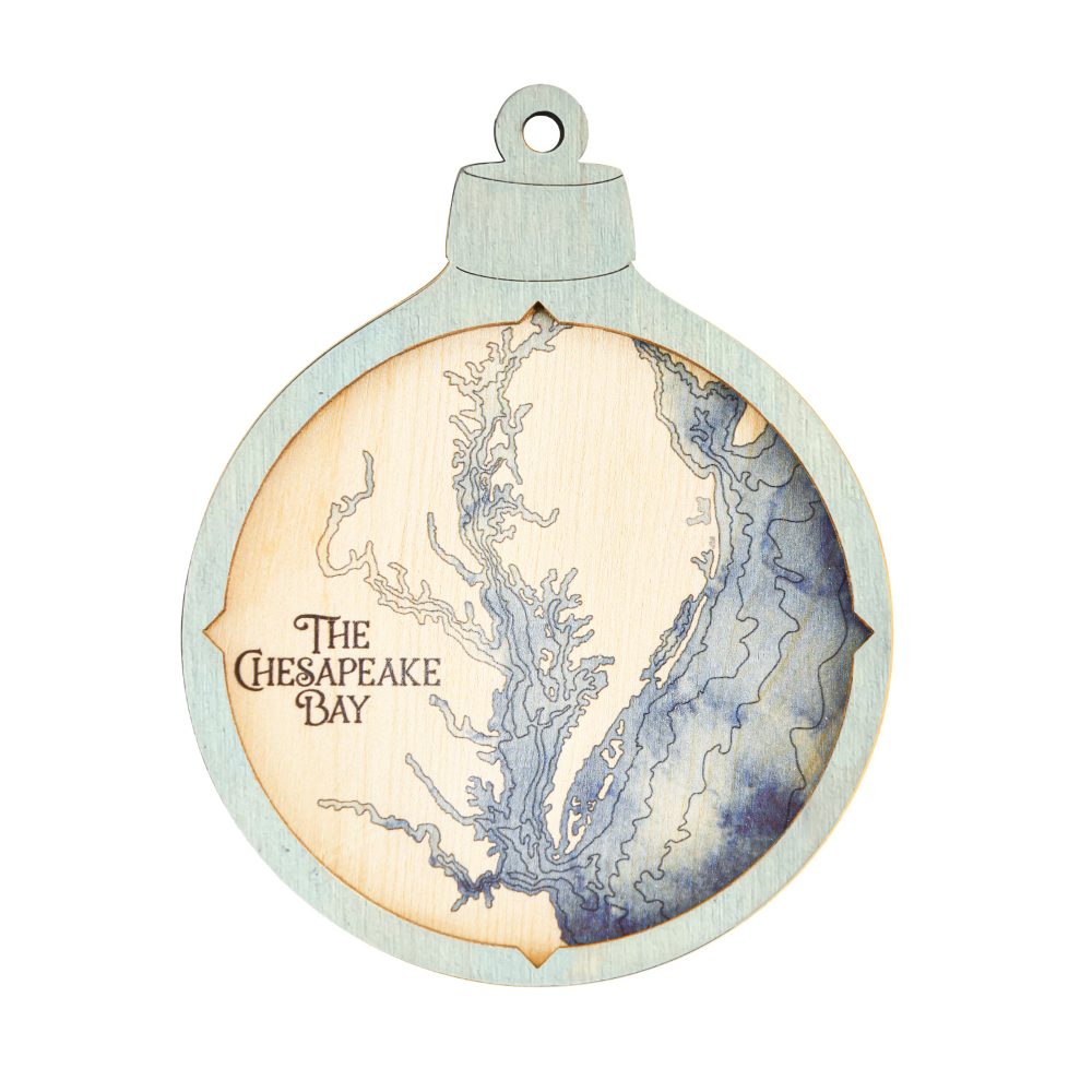 Chesapeake Bay Christmas Ornament Bleach Blue Accent with Deep Blue Water
