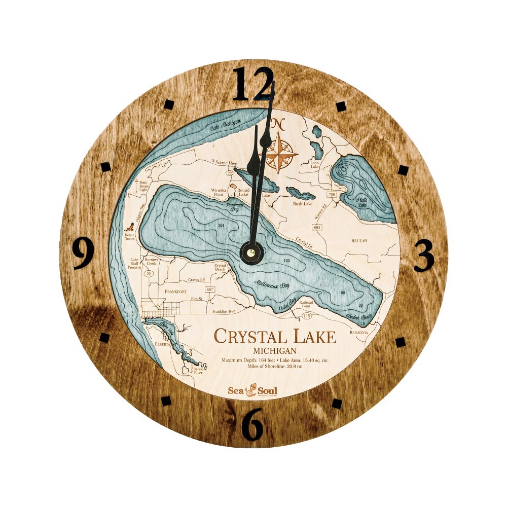 Crystal Lake Nautical Clock Americana Accent with Blue Green Water