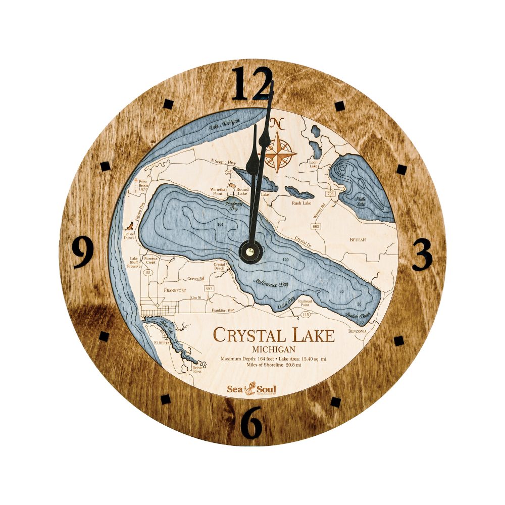 Crystal Lake Nautical Clock Americana Accent with Deep Blue Water