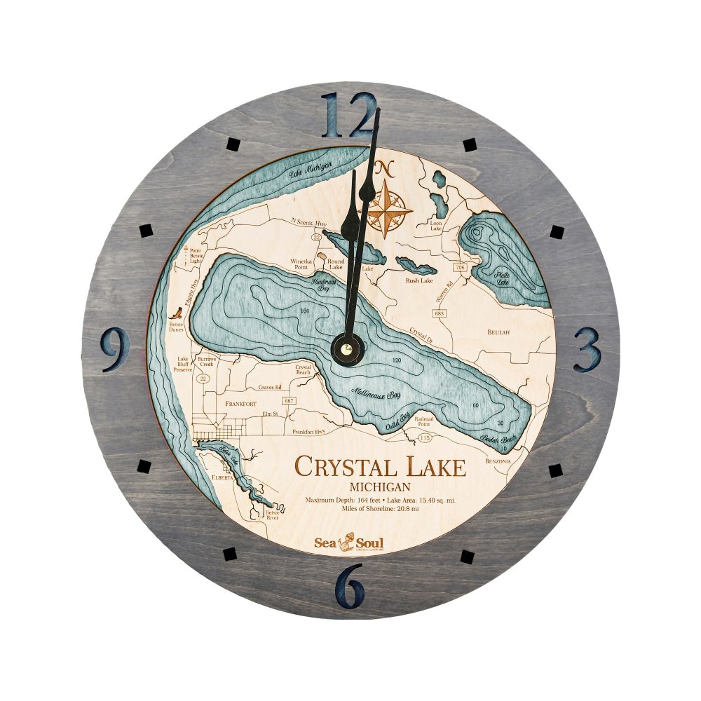 Crystal Lake Nautical Clock Driftwood Accent with Blue Green Water