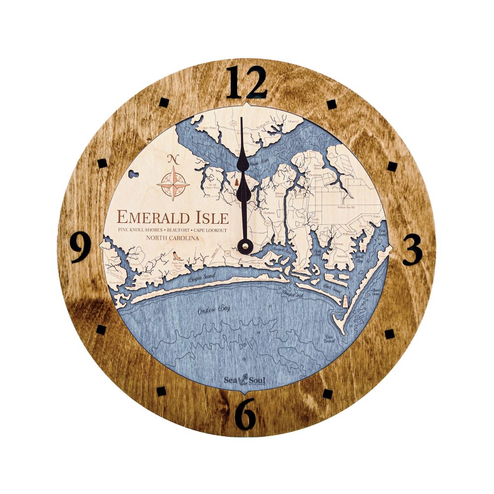 Emerald Isle Nautical Clock Americana Accent with Deep Blue Water
