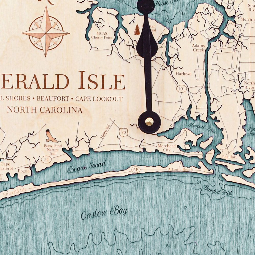 Emerald Isle Nautical Clock Birch Accent with Blue Green Water Detail Shot 1