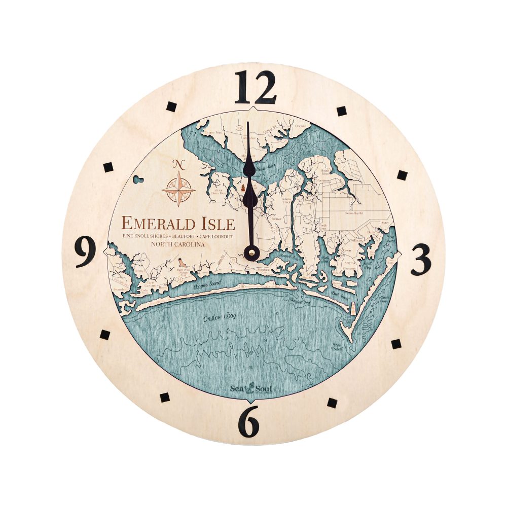 Emerald Isle Nautical Clock Birch Accent with Blue Green Water