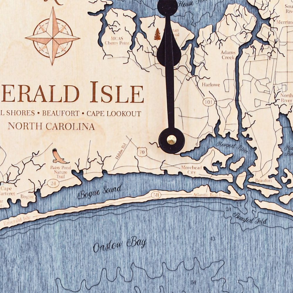 Emerald Isle Nautical Clock Birch Accent with Deep Blue Water Detail Shot 1