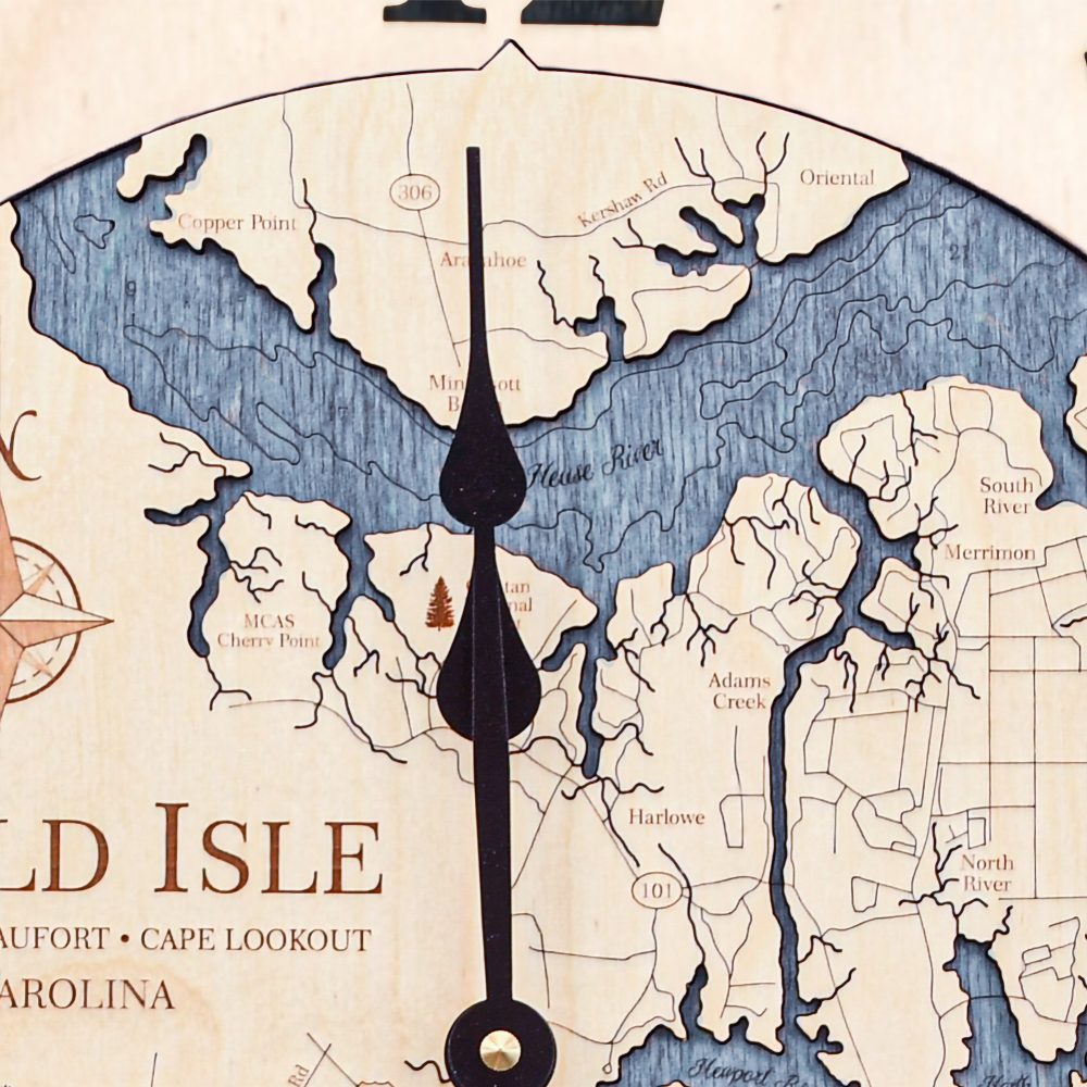 Emerald Isle Nautical Clock Birch Accent with Deep Blue Water Detail Shot 3