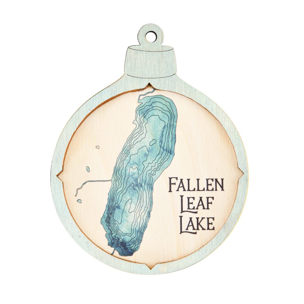 Fallen Leaf Lake Christmas Ornament Bleach Blue Accent with Blue Green Water