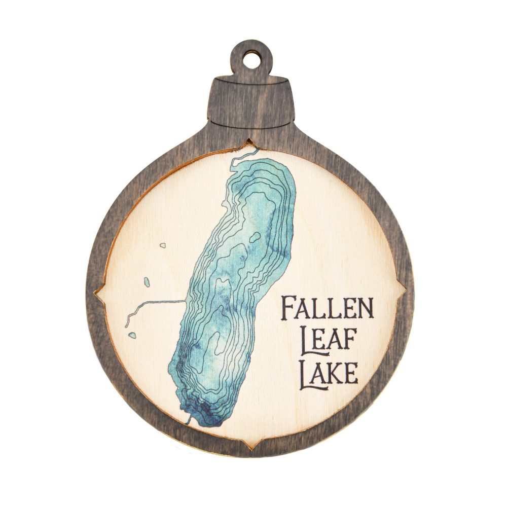 Fallen Leaf Lake Christmas Ornament Driftwood Accent with Blue Green Water