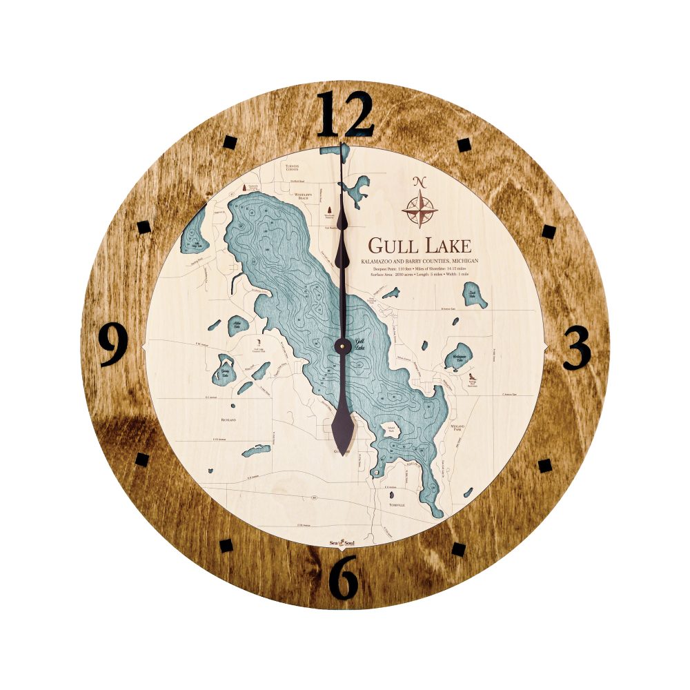 Gull Lake Nautical Clock Americana Accent with Blue Green Water