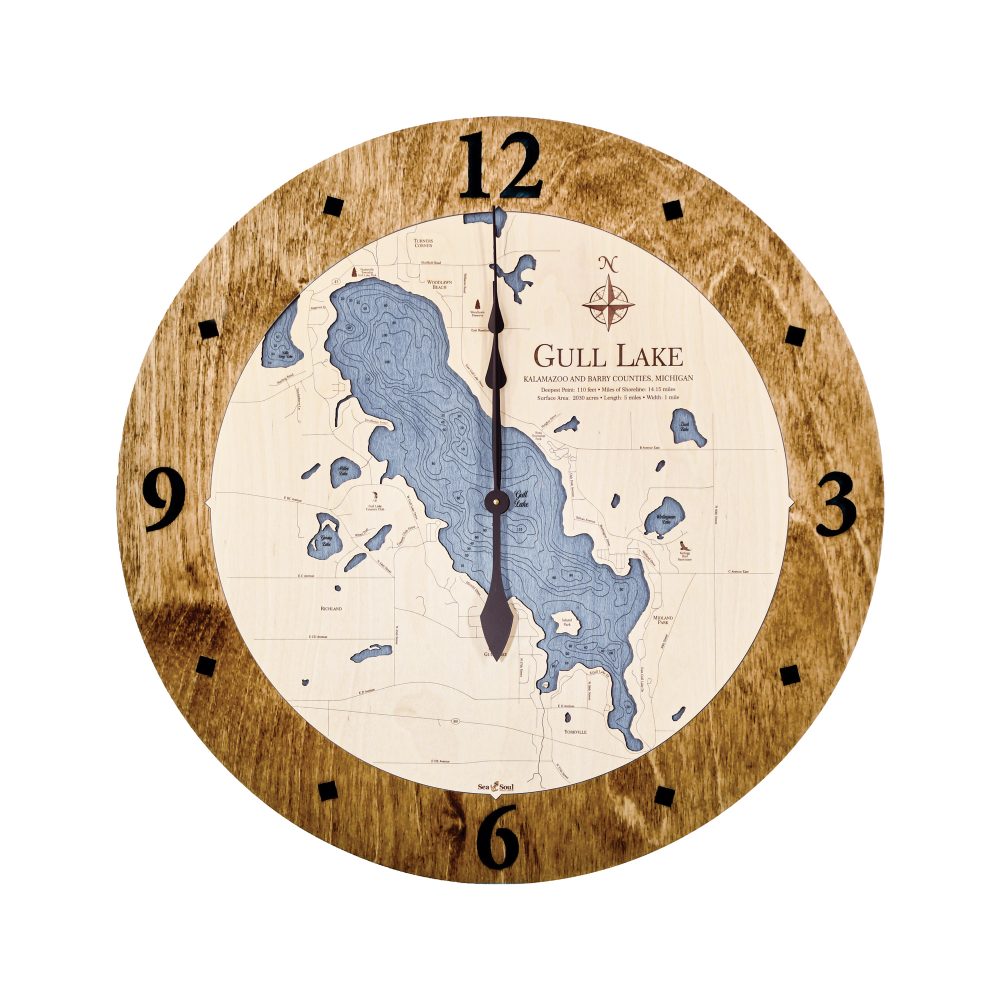 Gull Lake Nautical Clock Americana Accent with Deep Blue Water