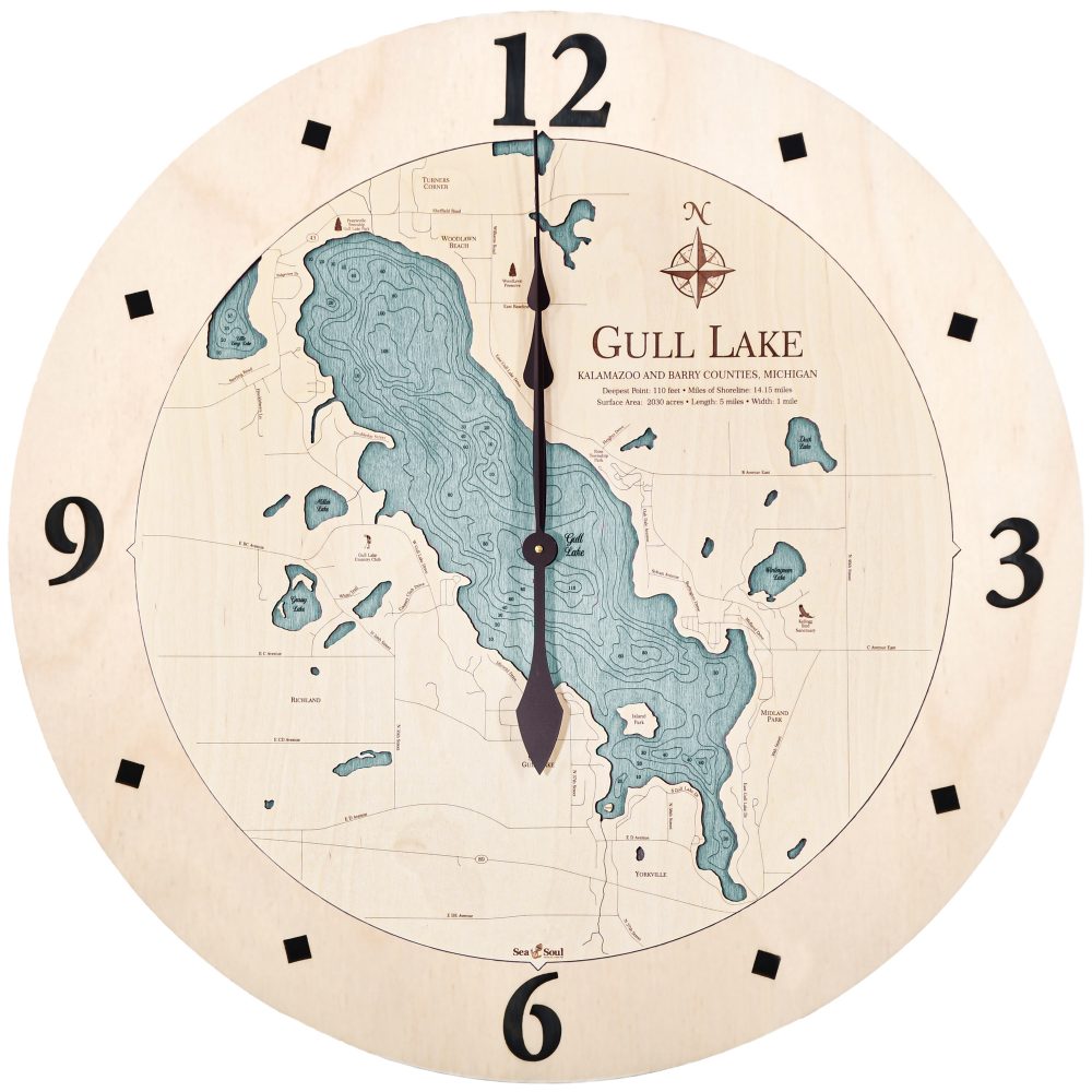 Gull Lake Nautical Clock Birch Accent with Blue Green Water Product Shot