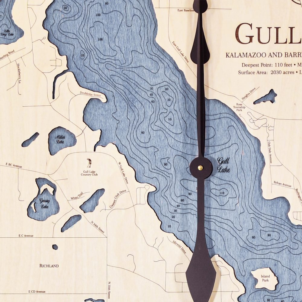 Gull Lake Nautical Clock Birch Accent with Deep Blue Water Detail Shot 1